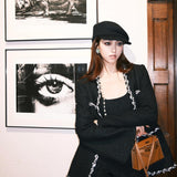 DIANA VEVINA 深V珠花装饰西装外套