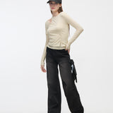 YUSE 2410 One Shoulder Layer Top (cream)