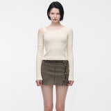 YUSE 2410 OFF SHOULDER LINE LAYERED TOP - LIGHT YELLOW
