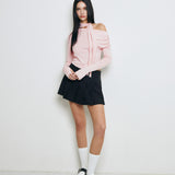 NOT YOUR ROSE SS2312 Shirring scarf tshirt Pink