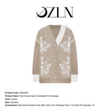 OZLANA SS2310 Asymmetric Chandelier Knit Cardigan Camel