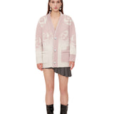 OZLANA SS2310 Rose Gradient Knit Cardigan Pink