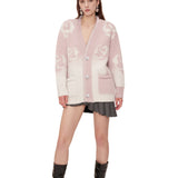 OZLANA SS2310 Rose Gradient Knit Cardigan Pink