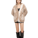 OZLANA SS2310 Asymmetric Chandelier Knit Cardigan Camel