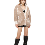 OZLANA SS2310 Asymmetric Chandelier Knit Cardigan Camel