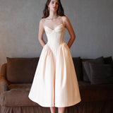 SHEER LUCK 2502 立体裁剪法式性感芭蕾缎面吊带裙 奶油杏