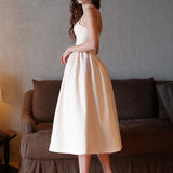 SHEER LUCK 2502 立体裁剪法式性感芭蕾缎面吊带裙 奶油杏