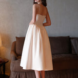 SHEER LUCK 2502 立体裁剪法式性感芭蕾缎面吊带裙 奶油杏