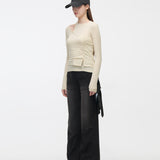 YUSE 2410 One Shoulder Layer Top (cream)