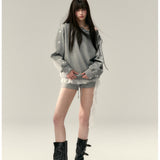 VIA PITTI 2502 设计感金属烫钻宽松卫衣 灰