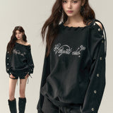VIA PITTI 2502 设计感金属烫钻宽松卫衣 黑