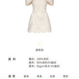 SHEER LUCK 2503 一字肩蕾丝缎面连衣裙