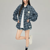 MacyMccoy 2503 星星毛边格子衬衫