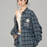 MacyMccoy 2503 星星毛边格子衬衫