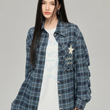 MacyMccoy 2503 星星毛边格子衬衫