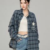 MacyMccoy 2503 星星毛边格子衬衫