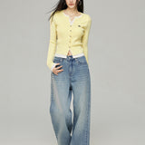 MacyMccoy 2503 假两件撞色针织衫 黄