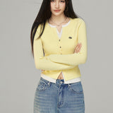 MacyMccoy 2503 假两件撞色针织衫 黄