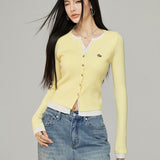 MacyMccoy 2503 假两件撞色针织衫 黄