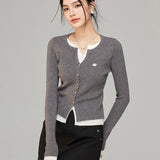 MacyMccoy 2503 假两件撞色针织衫 灰