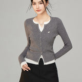 MacyMccoy 2503 假两件撞色针织衫 灰