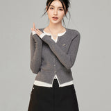 MacyMccoy 2503 假两件撞色针织衫 灰