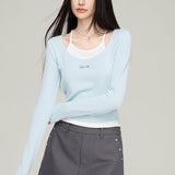 MacyMccoy 2503 假两件拼接打底 蓝