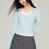 MacyMccoy 2503 假两件拼接打底 蓝