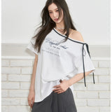 VIA PITTI 2504 蝴蝶结绑带斜肩短袖