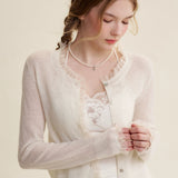 Kroche 2505 马海毛木耳边针织开衫白