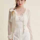 Kroche 2505 马海毛木耳边针织开衫白