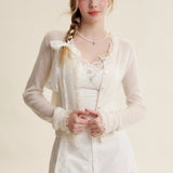 Kroche 2505 马海毛木耳边针织开衫白