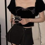 SEOOOCOOKIE Stephanie Black Velvet Top