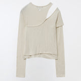 YUSE 2410 One Shoulder Layer Top (cream)