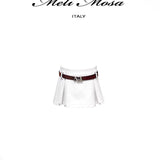 MeliMosa SS2305 A字压褶皮裙 白