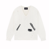 WE11DONE Off-White Destroyed Sweater