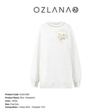 OZLANA SS2308 Bow Sweatshirt White