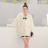 DIANA VEVINA  浣熊毛开衫 米白