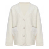 DIANA VEVINA  浣熊毛开衫 米白