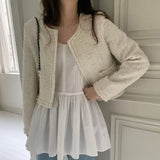 KOREAN COLLECTION 2511 粗花呢短款小香外套 白