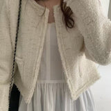 KOREAN COLLECTION 2511 粗花呢短款小香外套 白