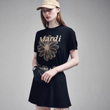 MARDI MERCREDI 2503 MARDI FLOWER KNIT TOPHALF SLEEVE BLACK BEIGE