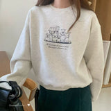 KOREAN COLLECTION 2510 卡通狗狗印花休闲卫衣 浅花灰
