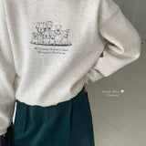 KOREAN COLLECTION 2510 卡通狗狗印花休闲卫衣 浅花灰