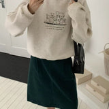 KOREAN COLLECTION 2510 卡通狗狗印花休闲卫衣 浅花灰
