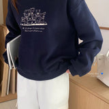 KOREAN COLLECTION 2510 卡通狗狗印花休闲卫衣 深蓝