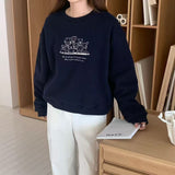 KOREAN COLLECTION 2510 卡通狗狗印花休闲卫衣 深蓝