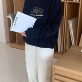 KOREAN COLLECTION 2510 卡通狗狗印花休闲卫衣 深蓝