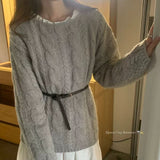 KOREAN COLLECTION 2510 松弛感麻花针织毛衣 灰