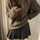 KOREAN COLLECTION 2510 松弛感麻花针织毛衣 咖